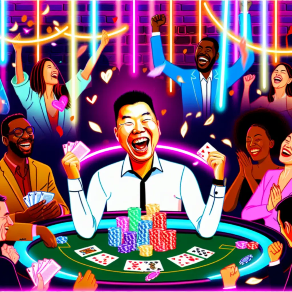 Sfeerimpressie van eerdere pokeravonden met spelende gasten en feestelijke winnaars.