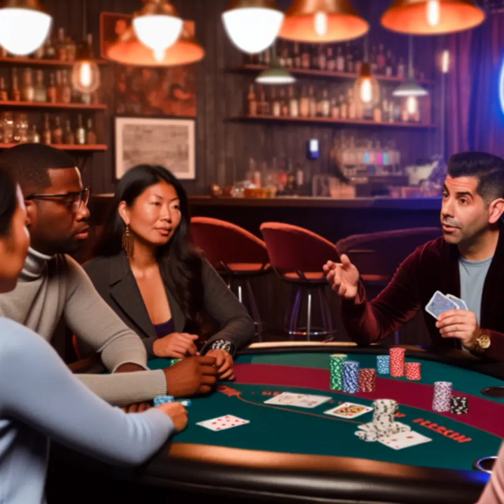 Dealer legt pokerspelregels uit aan een tafel met beginnende spelers